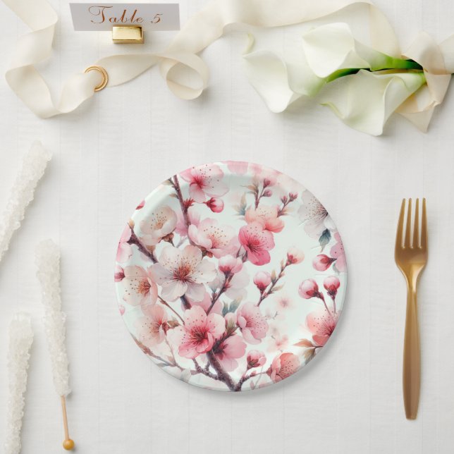 Prato De Papel Cherry Blossom (Casamento)
