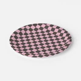 Prato De Papel Cherry blossom checkered board pattern
