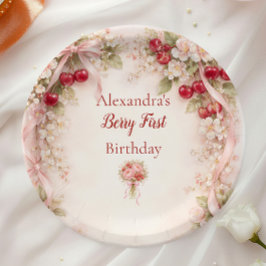 Prato De Papel Cherry Blossom Garden Girl 1st Birthday