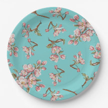 Cherry Blossom Teal Retro Vintage Chá de fraldas