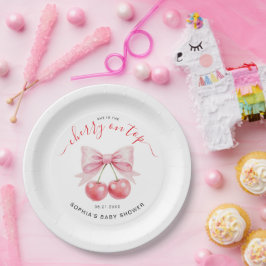 Prato De Papel Cherry On Top Sweet Coquette Girl Baby Shower