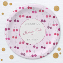Cherry Primeiro Aniversário Personalizado Aquarela