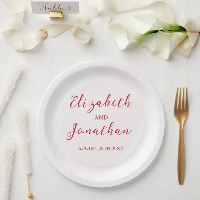 Prato De Papel Cherry Red Wedding (Casamento)