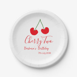 Prato De Papel Cherry two 2nd birthday red cherry kids simple