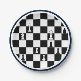 Prato De Papel Chess Theme Paper Plates - Elegante Chessboard