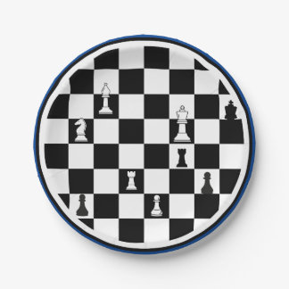 Prato De Papel Chess Theme Paper Plates - Elegante Chessboard