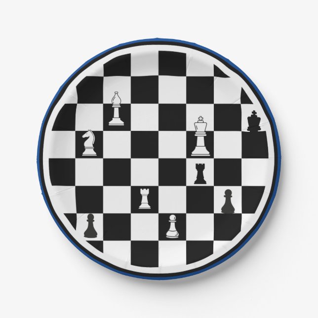 Prato De Papel Chess Theme Paper Plates - Elegante Chessboard (Frente)
