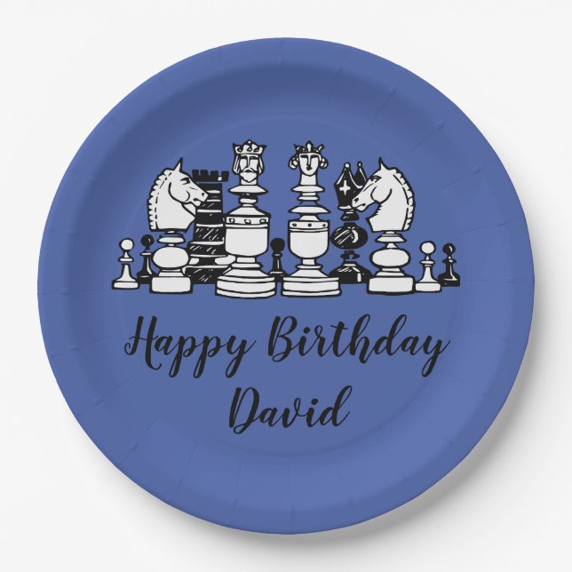 Prato De Papel Chess Themed Personated Paper Plates (Frente)