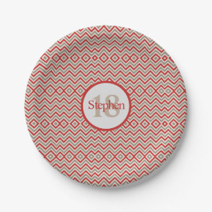 Prato De Papel Chevron BirthdayPaper Chevron Vermelho