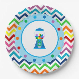 Prato De Papel Chevron Gumball - Placas do partido Rainbow Chevro
