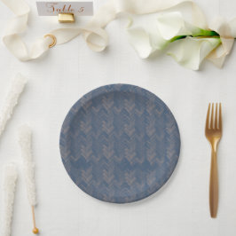 Prato De Papel Chevron, Herringbone Pattern, Retro Blue