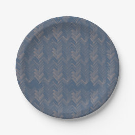 Prato De Papel Chevron, Herringbone Pattern, Retro Blue