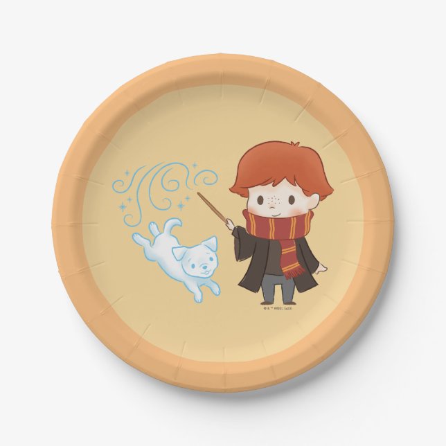 Prato De Papel Chibi Ron Weasley Patronus (Frente)