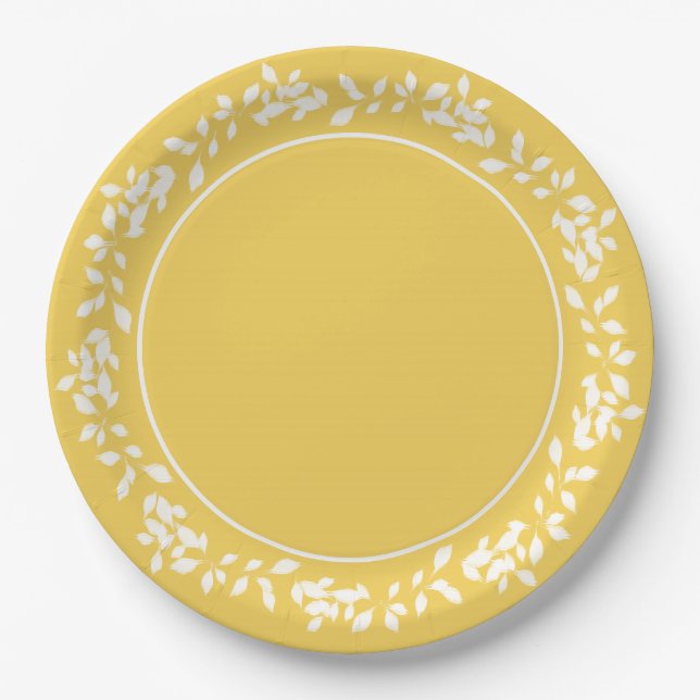 PRATO DE PAPEL CHIC 2017_PRIMROSE AMARELO/FOLHAS BRANCAS (Frente)