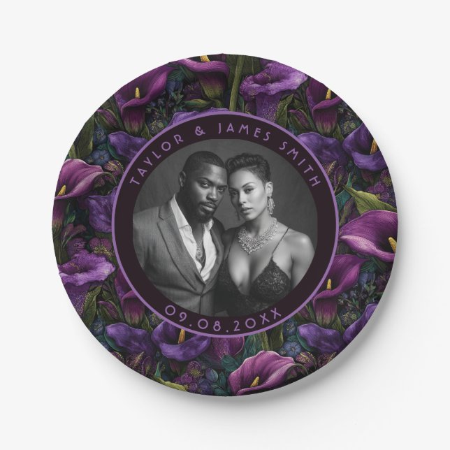 Prato De Papel Chic Calle Lily Plates Para Festa de casamento Sim (Frente)