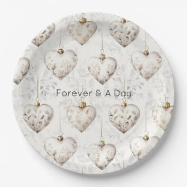 Prato De Papel Chic Cream Grey Hearts Ornaments Wedding
