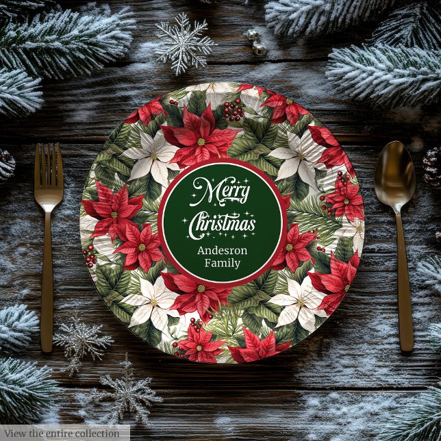 Prato De Papel Chic Custom Christmas Floral Paper Plates Gift  (Chic Custom Christmas Floral Paper Plates Gift )