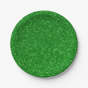 Prato De Papel Chic Faux Green Glitter Paper Plates