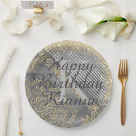 Prato De Papel Chic Glittery Mandala Monogramas