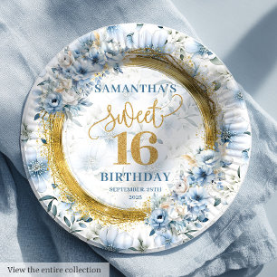 Prato De Papel Chic Pastel Blue Sweet Dezesseis Placas Luminosas