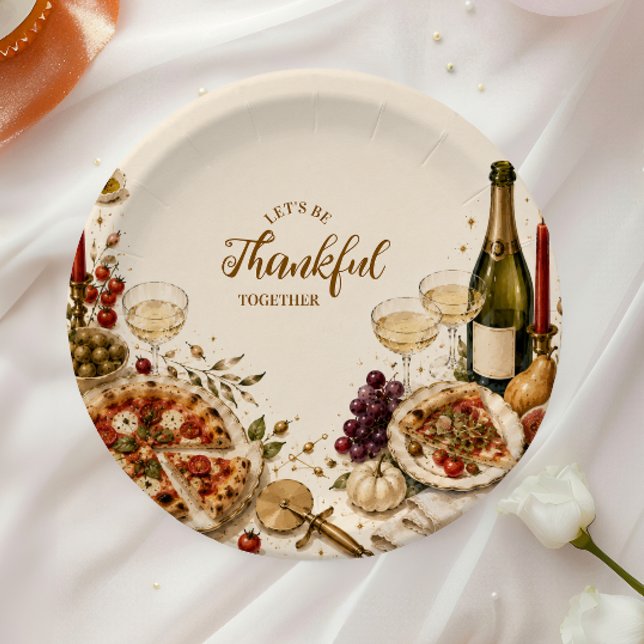 Prato De Papel Chic Pizza & Prosecco Friendsgiving (Criador carregado)