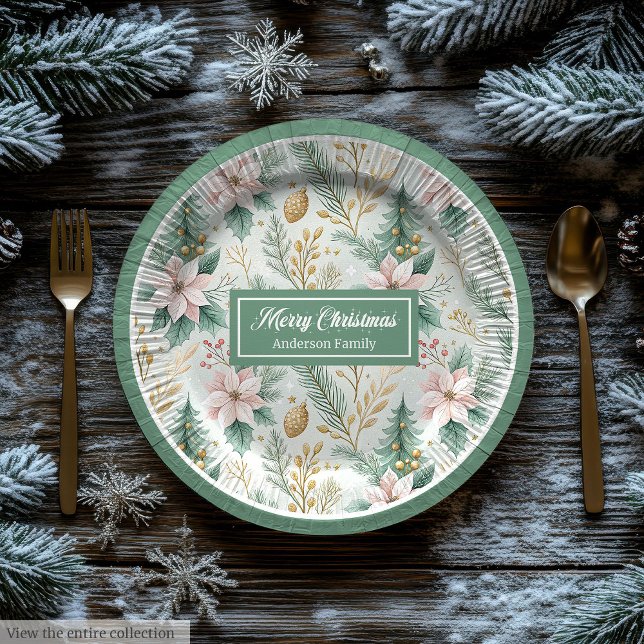 Prato De Papel Chic Sage and Gold Paper Plates Luxury Holiday  (Chic Sage and Gold Paper Plates Luxury Holiday )
