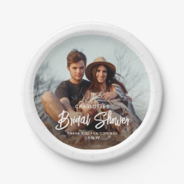 Prato De Papel Chic Script Moderno e Foto Minimal Festa de Chá de