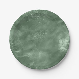 Prato De Papel Chic Watercolor Sage Green Party