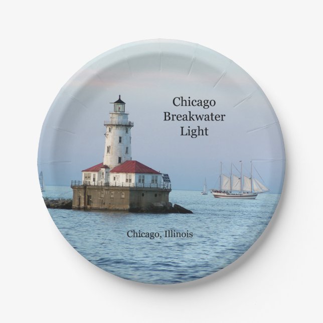 Prato De Papel Chicago Breakwater Light & Windy II placa de papel (Frente)