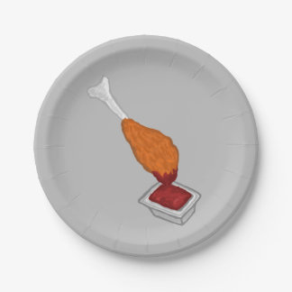 Prato De Papel Chicken Drumstick Dipped In Ketchup