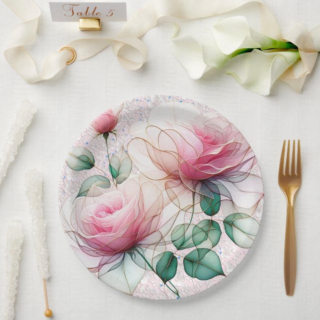 Prato De Papel Chiffon Pink Rose (Casamento)