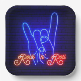 Prato De Papel Chifres para cima Rock 'n Roll Square