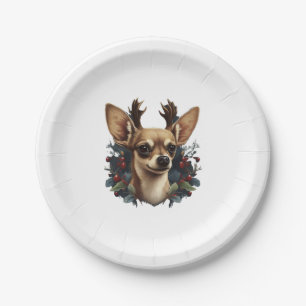 Prato De Papel Chihuahua Felry Natal X-Mas Tree Cute
