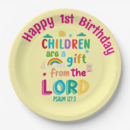 Prato De Papel "Children Are a Gift from the Lord" Custom (Cream)