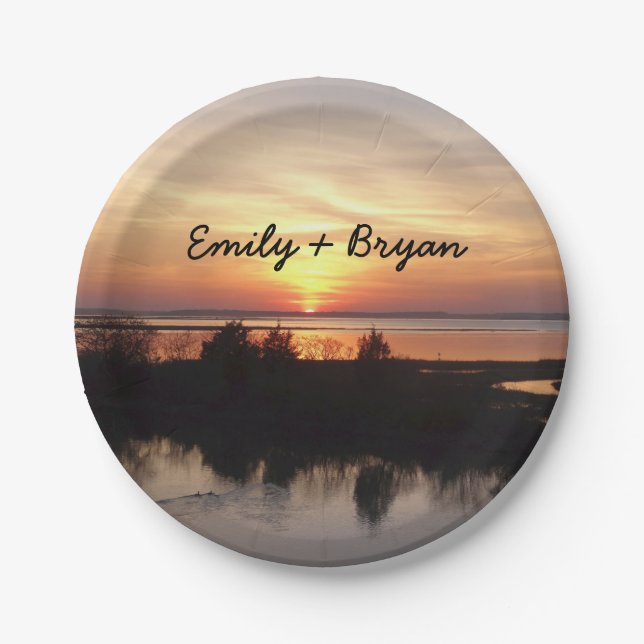 Prato De Papel Chincoteague Sunset II Virgínia Landscape (Frente)