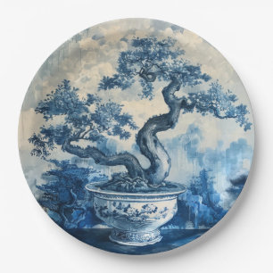 Prato De Papel Chinoiserie Blue e White Porcelain Design