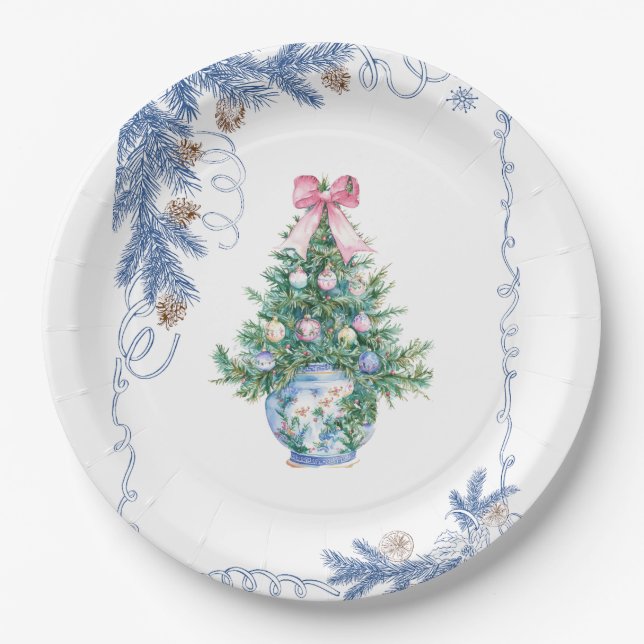 Prato De Papel Chinoiserie Christmas Paper Plate (Frente)