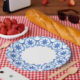 Prato De Papel Chinoiserie porcelana azul-moderna e branca