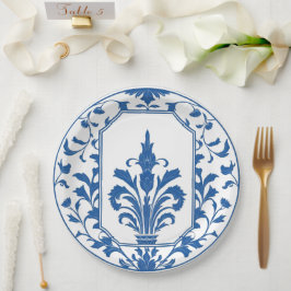Prato De Papel Chinoiserie porcelana azul-moderna e branca