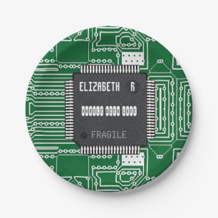Prato De Papel Chip No Conselho De Circuito Impresso Com Seu Nome