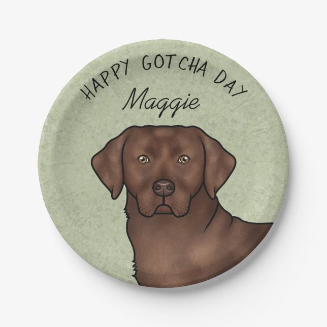 Prato De Papel Chocolate Labrador Retriever Happy Gotcha Day (Frente)