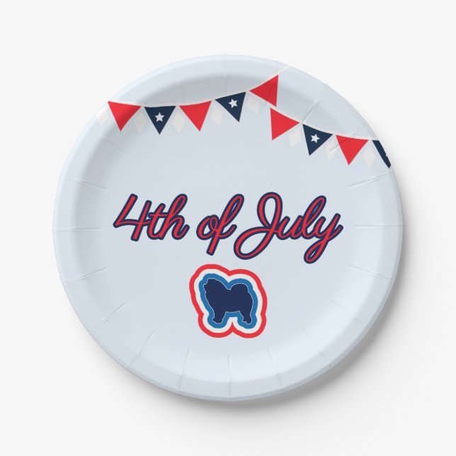 Prato De Papel Chow Chow Red White E Blue 4 De Julho (Frente)