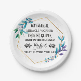 Prato De Papel Christian Blue Floral Wreath