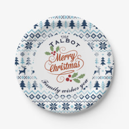 Prato De Papel ChrISTMAS Blue Tradicional personalizada Placa P