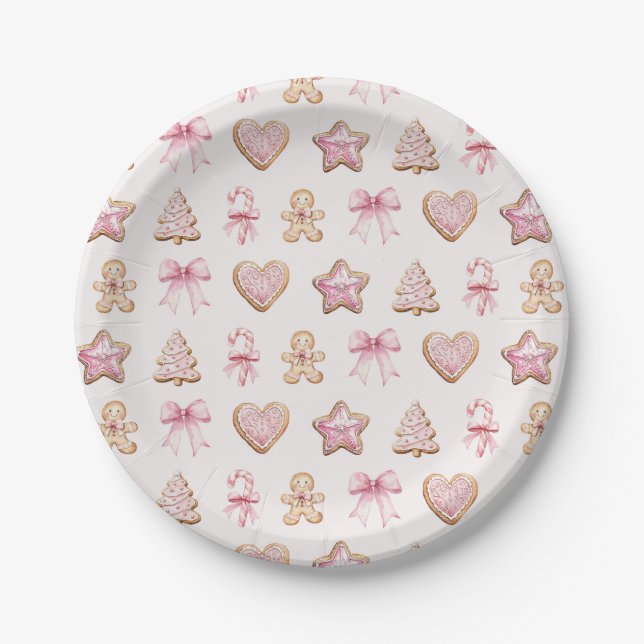 Prato De Papel Christmas Cookie Pattern Baby Shower (Frente)