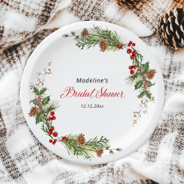 Prato De Papel Christmas Greenery Bridal Shower