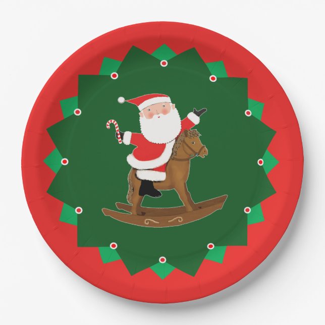 Prato De Papel Christmas Holiday Equestrian Party (Frente)