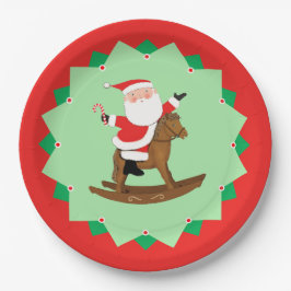 Prato De Papel Christmas Holiday Rocking Horse Paper Plates