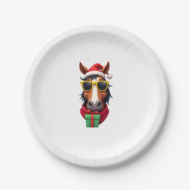 Prato De Papel Christmas Horse Back Riding Santa Xmas Women Girls (Frente)
