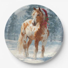Prato De Papel Christmas Paper Plate / Beautiful Appalossa Horse 